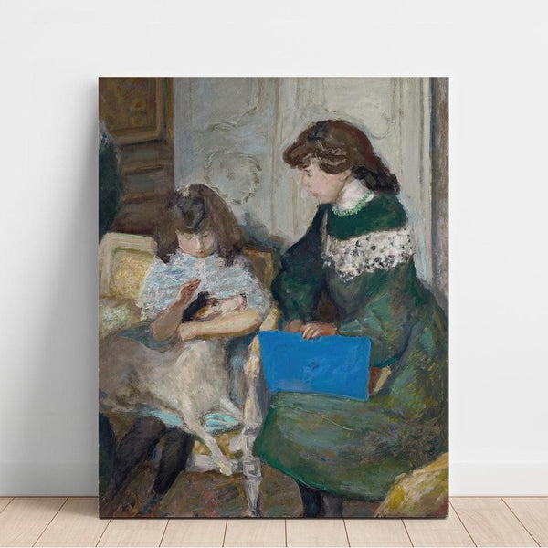Reproduction of the painting Young Girls with Dog (Two of Alexandre Natanson's daughters) - Pierre Bonnard