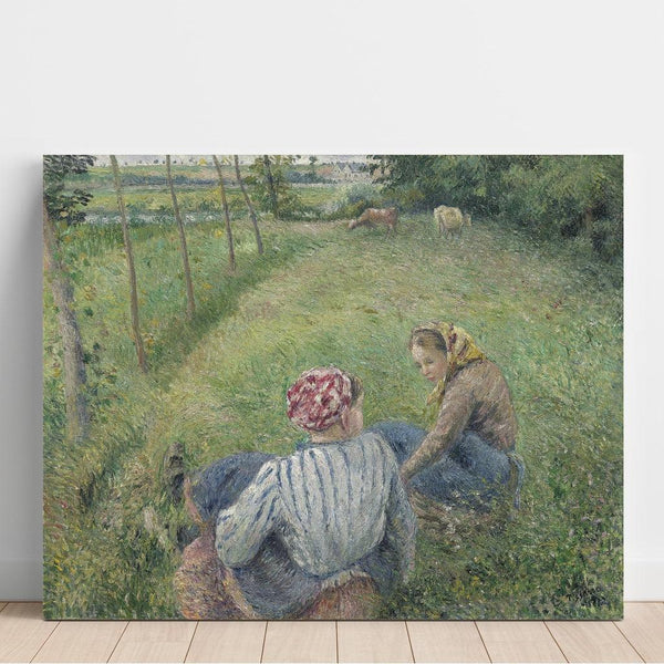 Reproduction of the painting of Young Peasant Women Resting in the Fields near Pontoise - Camille Pissarro