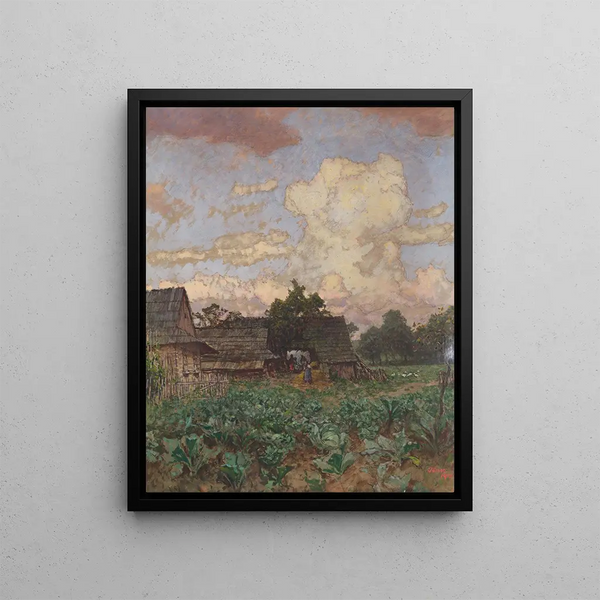 Silésie Farm Painting - Jindřich Tomec — framed artwork on a wall
