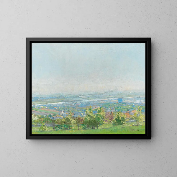 View of Vienna from Grinzing - Jindřich Tomec — framed artwork on a wall
