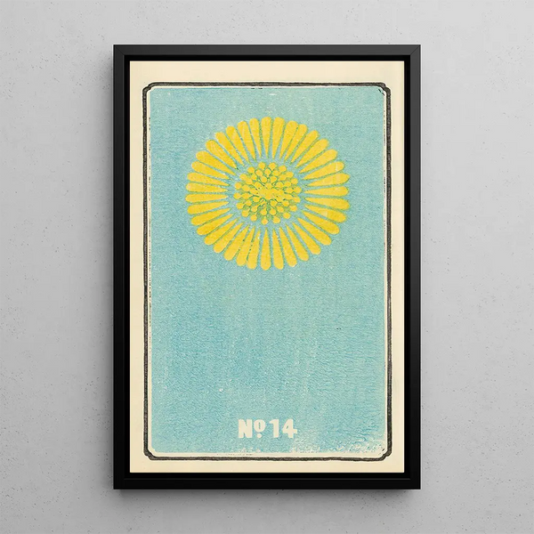 Illustrated catalog painting of the No 14 day shells - Jinta Hirayama — framed artwork on a wall
