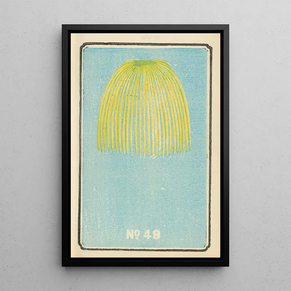 Illustrated Catalogue of Day Bombs No. 49 - Jinta Hirayama — framed artwork on a wall