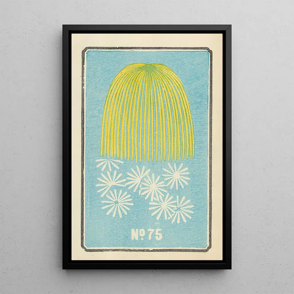 Illustrated Catalogue of Day Bombs No. 75 - Jinta Hirayama — framed artwork on a wall