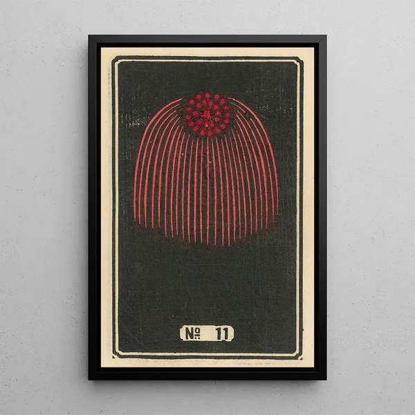 Fireworks at Night No. 11 - Jinta Hirayama — framed artwork on a wall