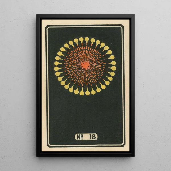 Fireworks at Night No. 18 - Jinta Hirayama — framed artwork on a wall
