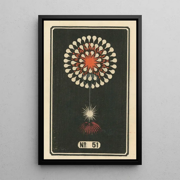 Fireworks at Night No. 51 - Jinta Hirayama — framed artwork on a wall
