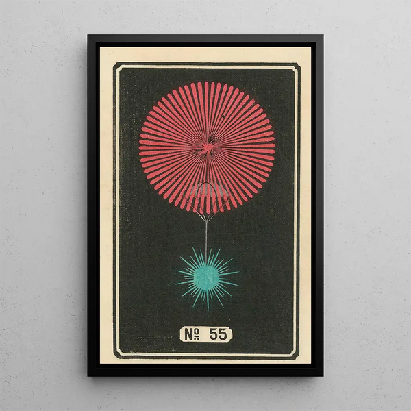 Fireworks at Night No. 55 - Jinta Hirayama — framed artwork on a wall