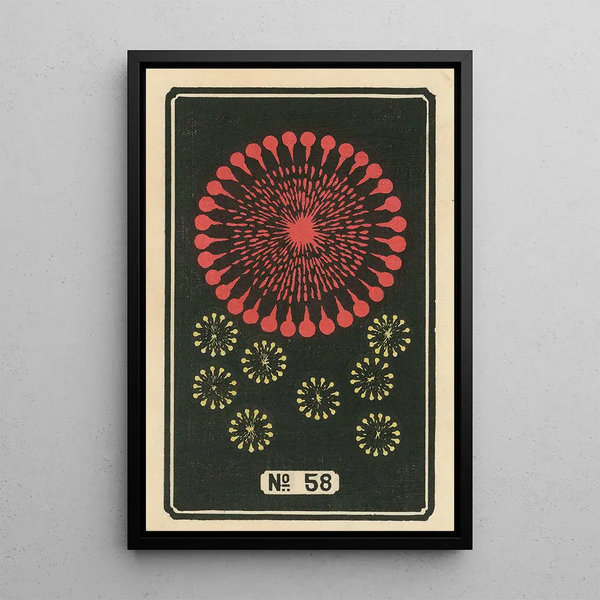 Feux d'artifice nocturnes n° 58 - Jinta Hirayama — framed artwork on a wall