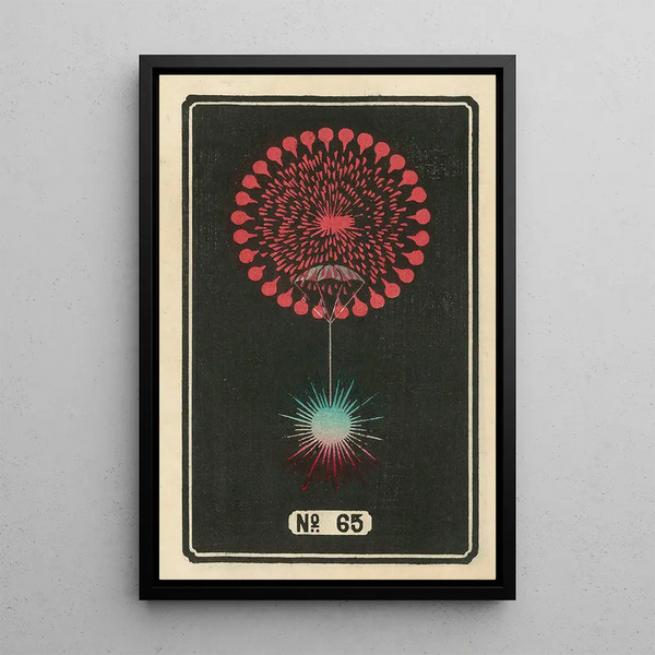 Fireworks at Night No. 65 - Jinta Hirayama — framed artwork on a wall