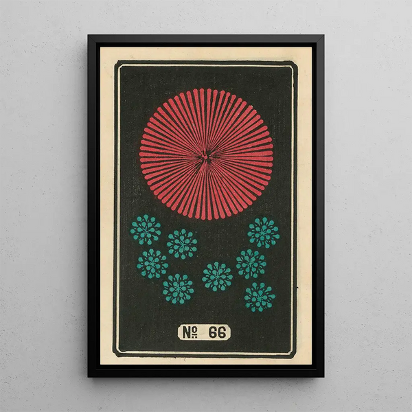 Fireworks at Night No. 66 - Jinta Hirayama — framed artwork on a wall