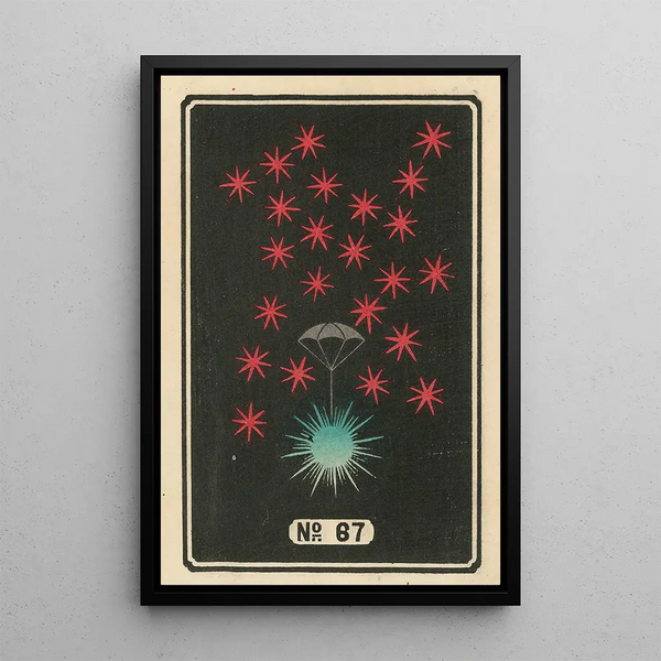 Fireworks at Night No. 67 - Jinta Hirayama — framed artwork on a wall