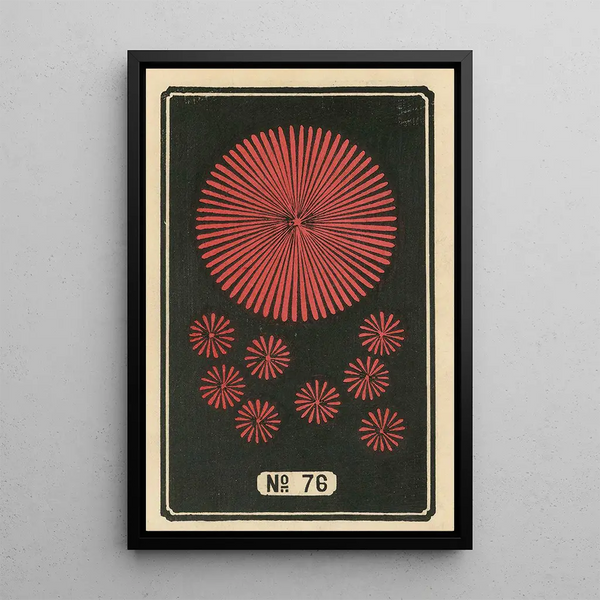 Fireworks at Night No. 76 - Jinta Hirayama — framed artwork on a wall