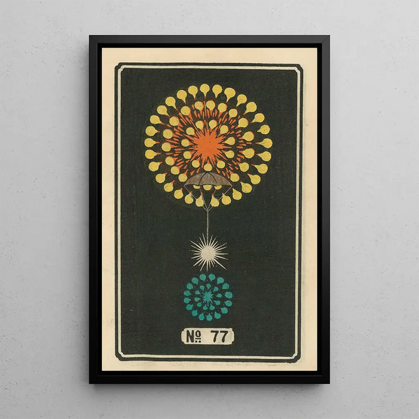 Fireworks at Night No. 77 - Jinta Hirayama — framed artwork on a wall