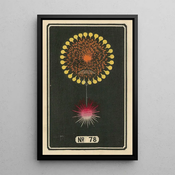 Fireworks at Night No. 78 - Jinta Hirayama — framed artwork on a wall