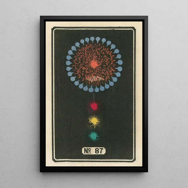 Fireworks at Night No. 87 - Jinta Hirayama — framed artwork on a wall