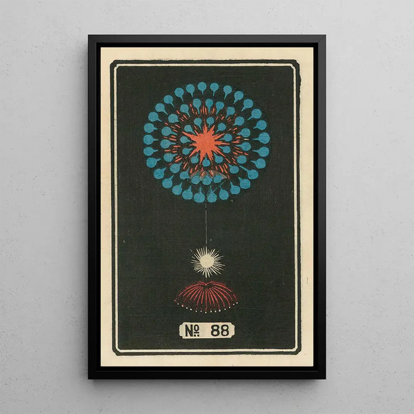 Fireworks at Night No. 88 - Jinta Hirayama — framed artwork on a wall