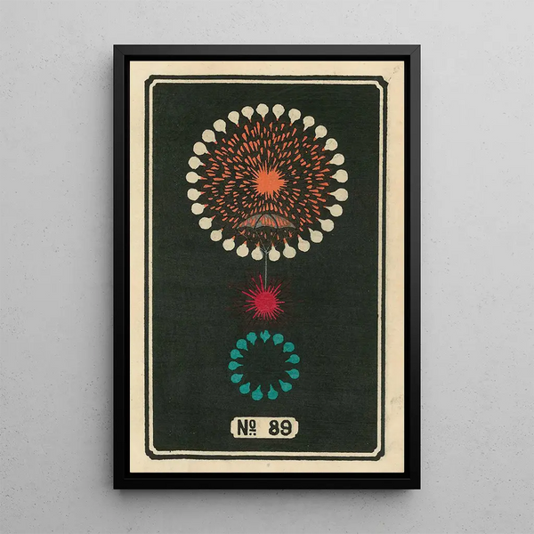 Fireworks at Night No. 89 - Jinta Hirayama — framed artwork on a wall