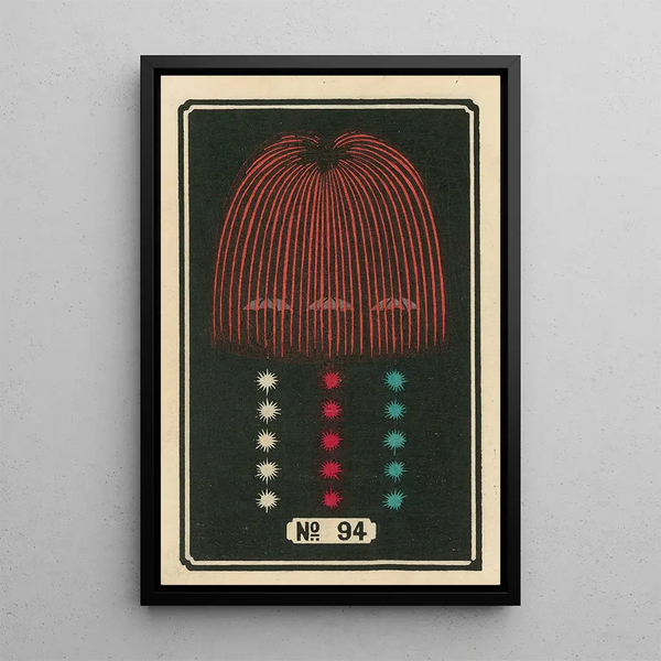 Fireworks at Night No. 94 - Jinta Hirayama — framed artwork on a wall