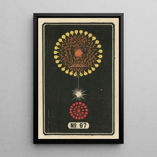 Fireworks at Night No. 97 - Jinta Hirayama — framed artwork on a wall