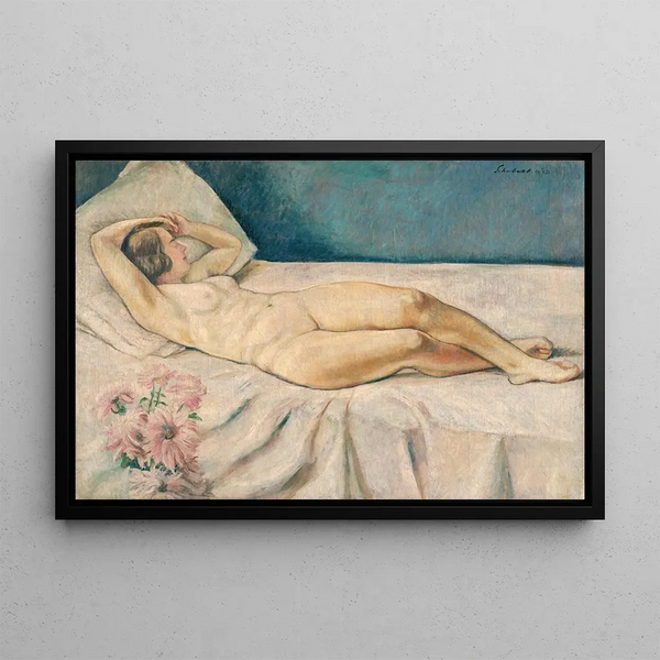 Nude reclining - Julius Schubert — framed artwork on a wall