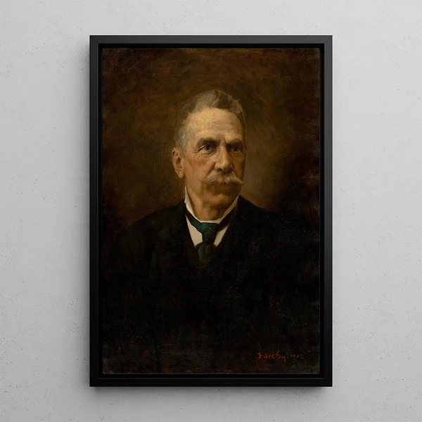 Portrait of the man with his family - Julius Lederer — framed artwork on a wall