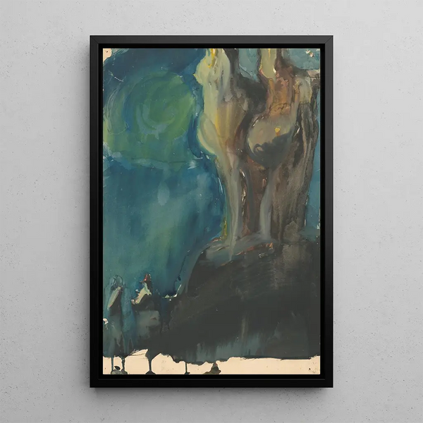 Composition abstraite avec personnage de conte - Jan Novák — framed artwork on a wall