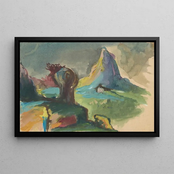 Fairy Tale Landscape Painting - Jan Novák — framed artwork on a wall