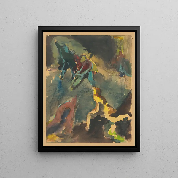 figurative composition with a step - Jan Novák — framed artwork on a wall