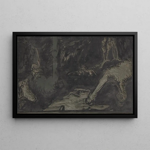 Landscape with Flax Factory - Jan Novák — framed artwork on a wall