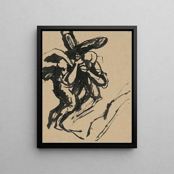 Old man with a cross on the shoulder - Jan Novák — framed artwork on a wall