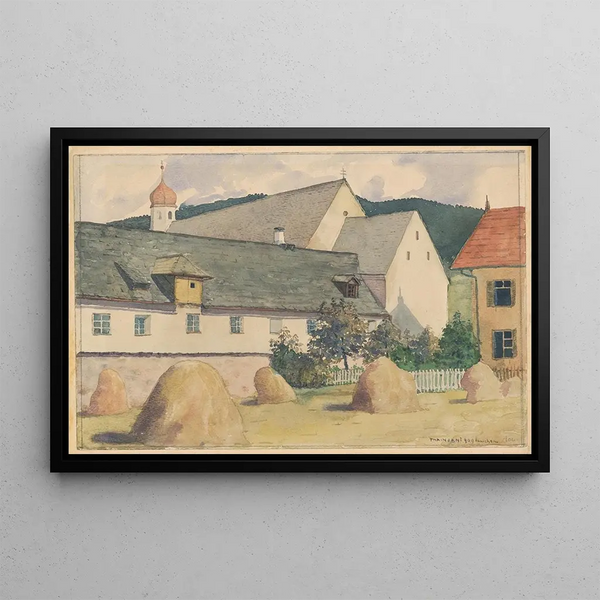 Cloister at Innichen - John Thain — framed artwork on a wall