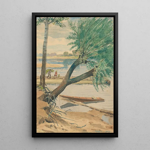 Passeur sur le Hron - John Thain — framed artwork on a wall