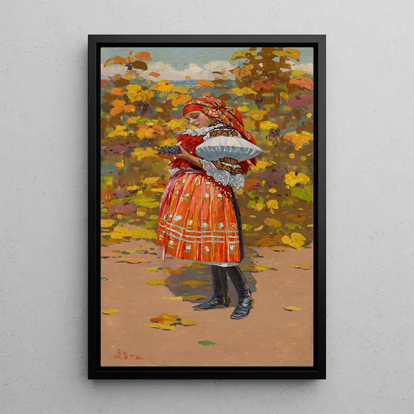 Autumn Painting - Joža Uprka — framed artwork on a wall
