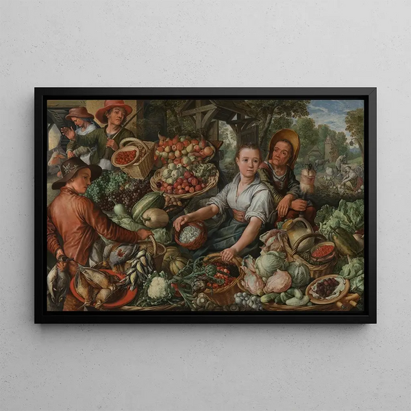 Vegetable Market Painting - Joachim Beuckelaer — framed artwork on a wall