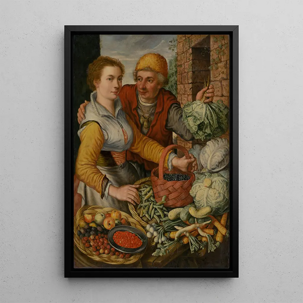 Vendeuse de légumes - Joachim Beuckelaer — framed artwork on a wall