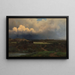 Landscape painting with stormy sky - Joachim Frich — framed artwork on a wall