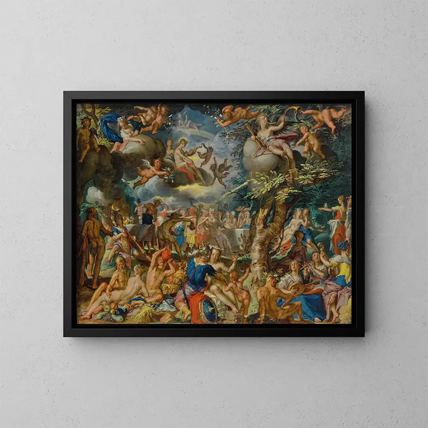 A banquet of the gods - Joachim Wtewael — framed artwork on a wall