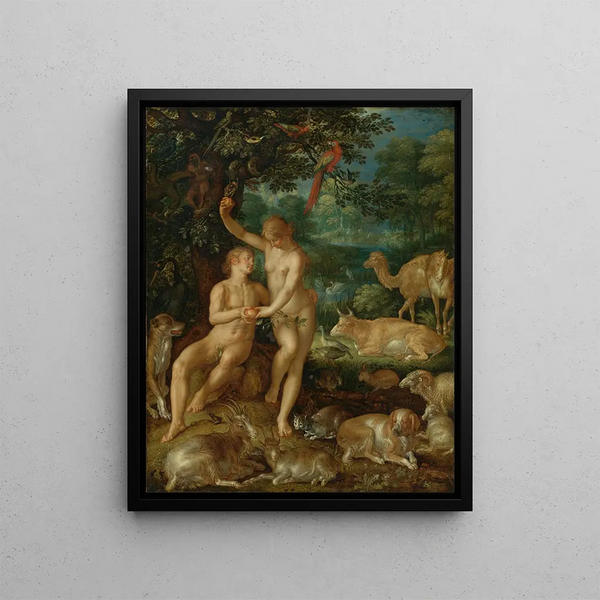 Adam and Eve - Joachim Wtewael — framed artwork on a wall