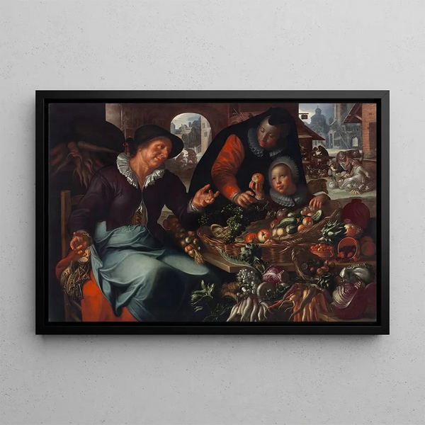The Fruit and Vegetable Seller - Joachim Wtewael — framed artwork on a wall