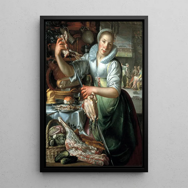 La servante de cuisine - Joachim Wtewael — framed artwork on a wall