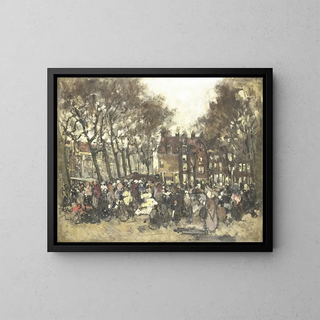 The Noordermarkt in Amsterdam - Joannes Barnardus Antonius Maria Westerwoudt — framed artwork on a wall