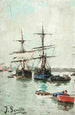Boats in a port - Joaquín Sorolla — artwork view