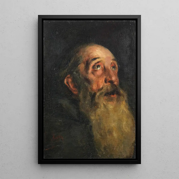 Head of Saint Anthony study - Joaquín Sorolla — framed artwork on a wall