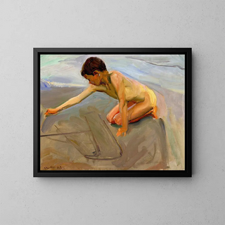 Sand Drawing Painting - Joaquín Sorolla — framed artwork on a wall