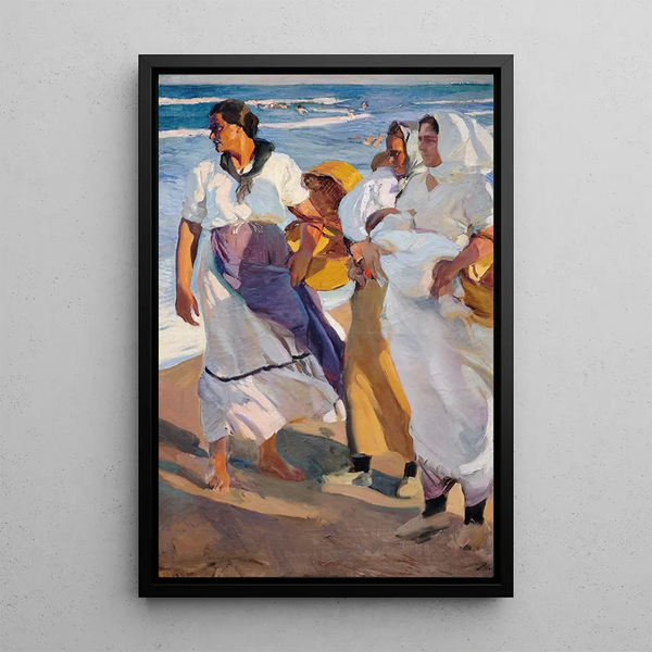 Fisherwomen of Valencia - Joaquín Sorolla — framed artwork on a wall