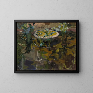 Garden of the Casa Sorolla, reflection in the Confidence Fountain - Joaquín Sorolla — framed artwork on a wall