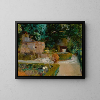 Garden of the Adarves, Alhambra, Granada - Joaquín Sorolla — framed artwork on a wall