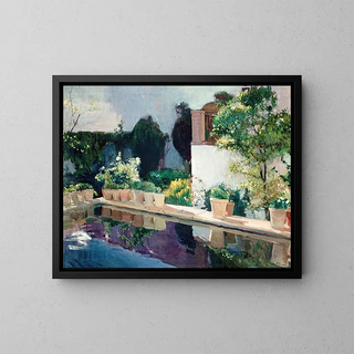Palais des jardins de l'étang royal à Séville - Joaquín Sorolla — framed artwork on a wall