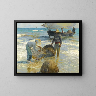 Fishermen valencians - Joaquín Sorolla — framed artwork on a wall