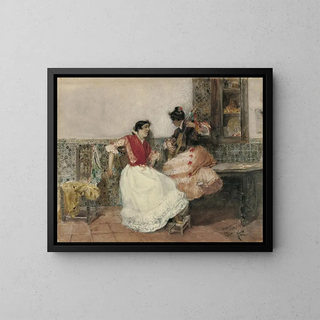 Playing Guitar - Joaquín Sorolla — framed artwork on a wall